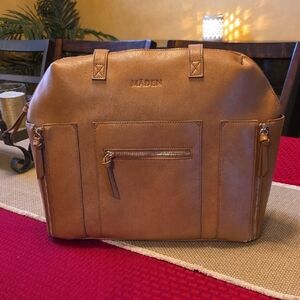 Maden Brown Diaper And Laptop Baag with Front Zipper